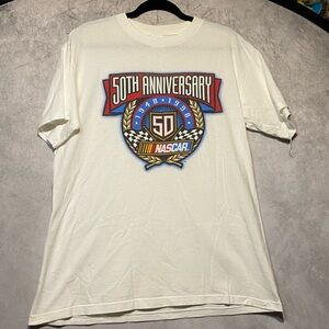 Vintage 1998 NASCAR 50th Anniversary Anvil T-shirt Men Size Large White Racing